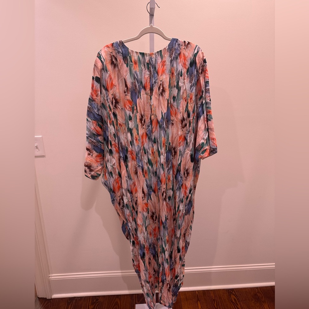 MISA Sari Dress NWT XS • Tropical Floral Watercolor Midi Kaftan Boho Resort - Picture 9 of 9